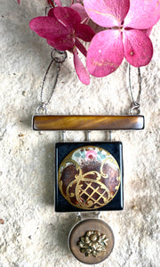 Enamel Rose Deco Trio Necklace