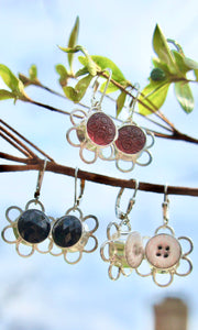 Button Flower Earrings