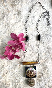 Enamel Rose Deco Trio Necklace