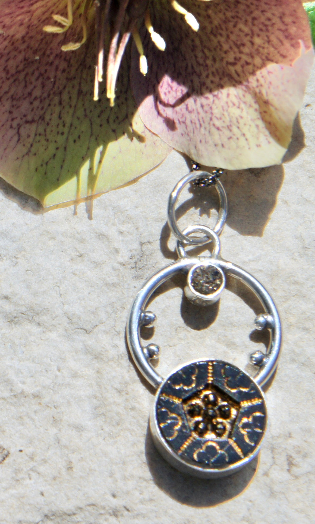 Button Circle Pendant #2 Necklace