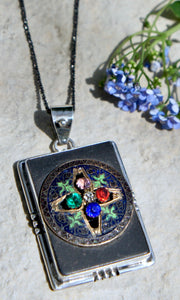 Rectangle Enamel Button Necklace