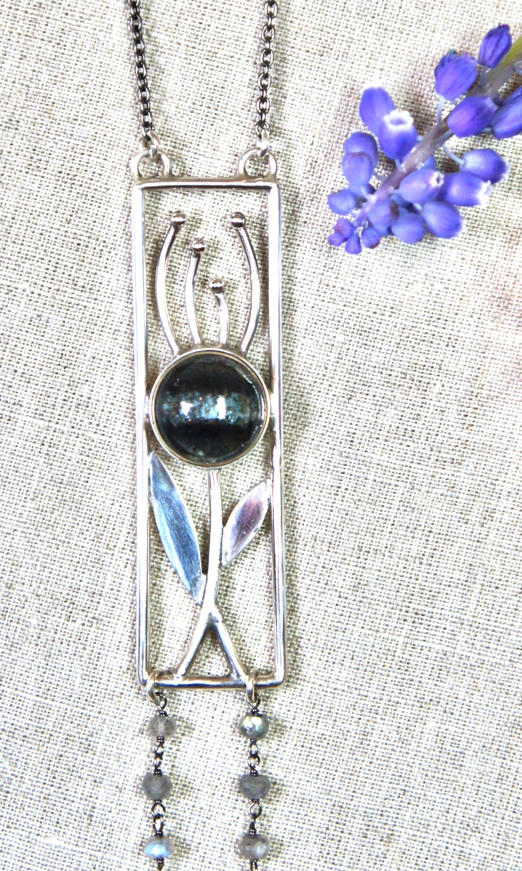 Button Flower Labradorite Bolero Necklace