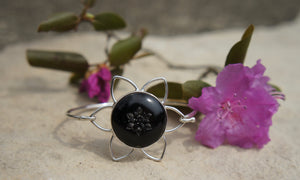 Button Flower Burst Bangle Bracelet