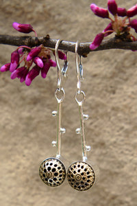 Small Button Branch Earrings