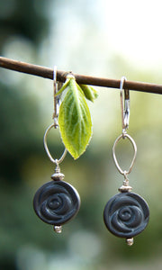 Grey Rose Earrings