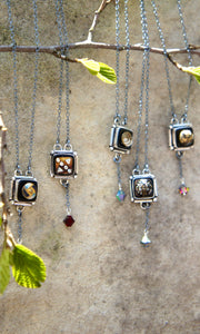 Mini Square Button Drop Necklace