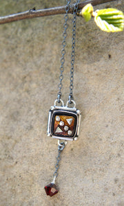 Mini Square Button Drop Necklace