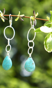 Blue Oval Drop Earrings