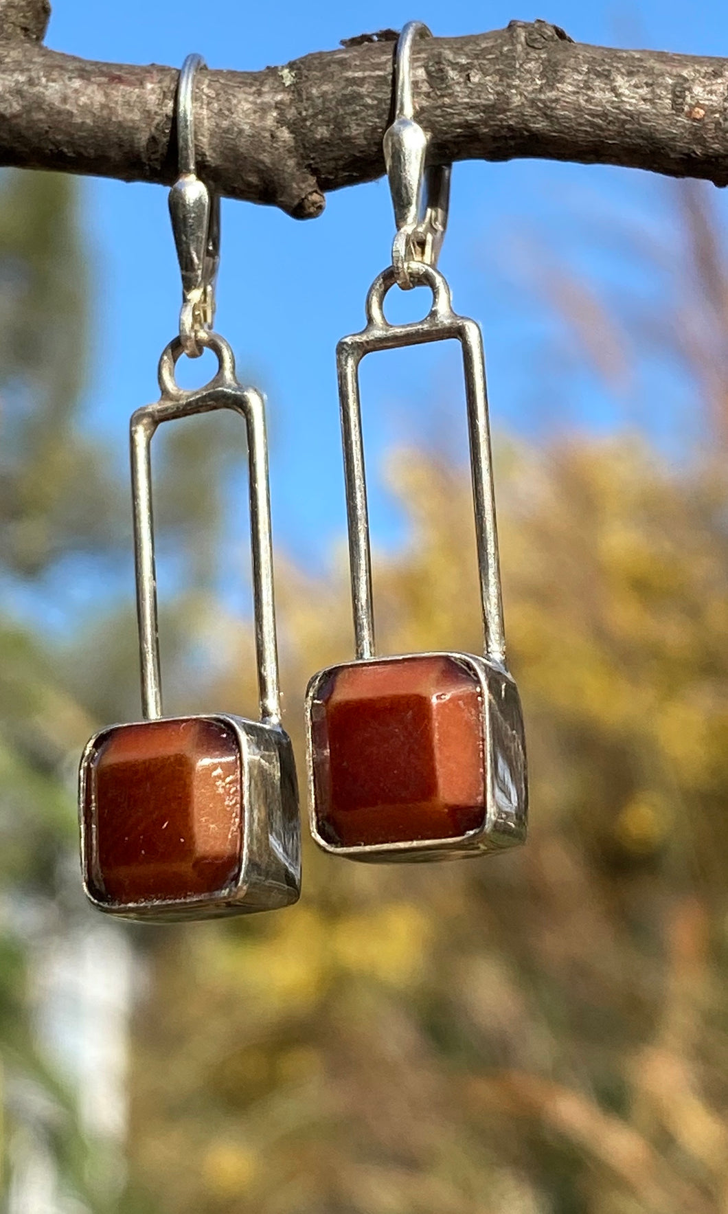 Brown Rectangle Earrings