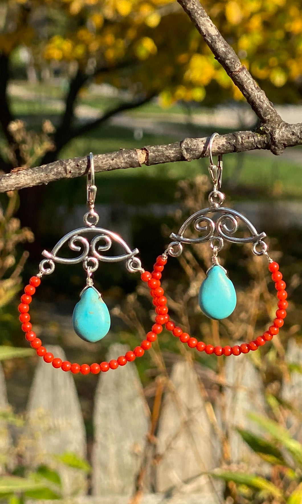 Coral Hoop Earrings